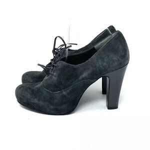 Nine West Women’s Naso Black/Navy Suede Lace-Up Vintage Heeled Pumps Size 6.5